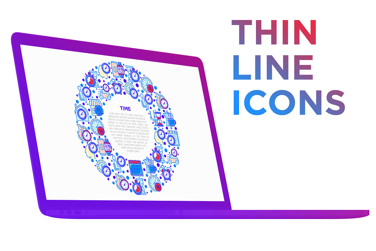 Time | 16 Thin Line Icons Set, an Outline Icon by Alex Blogoodf (Photo 9 of 11)