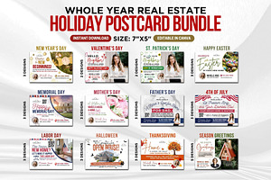 Real Estate Holiday Postcards Canva, a Card Template by CreativeVinesStore
