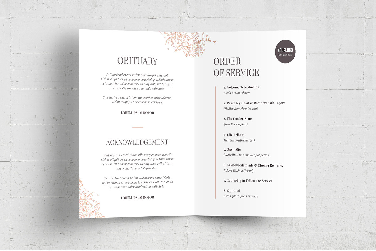 Funeral Service Brochure With Floral, a Flyer Template by BrandPacks (Photo 7 of 9)
