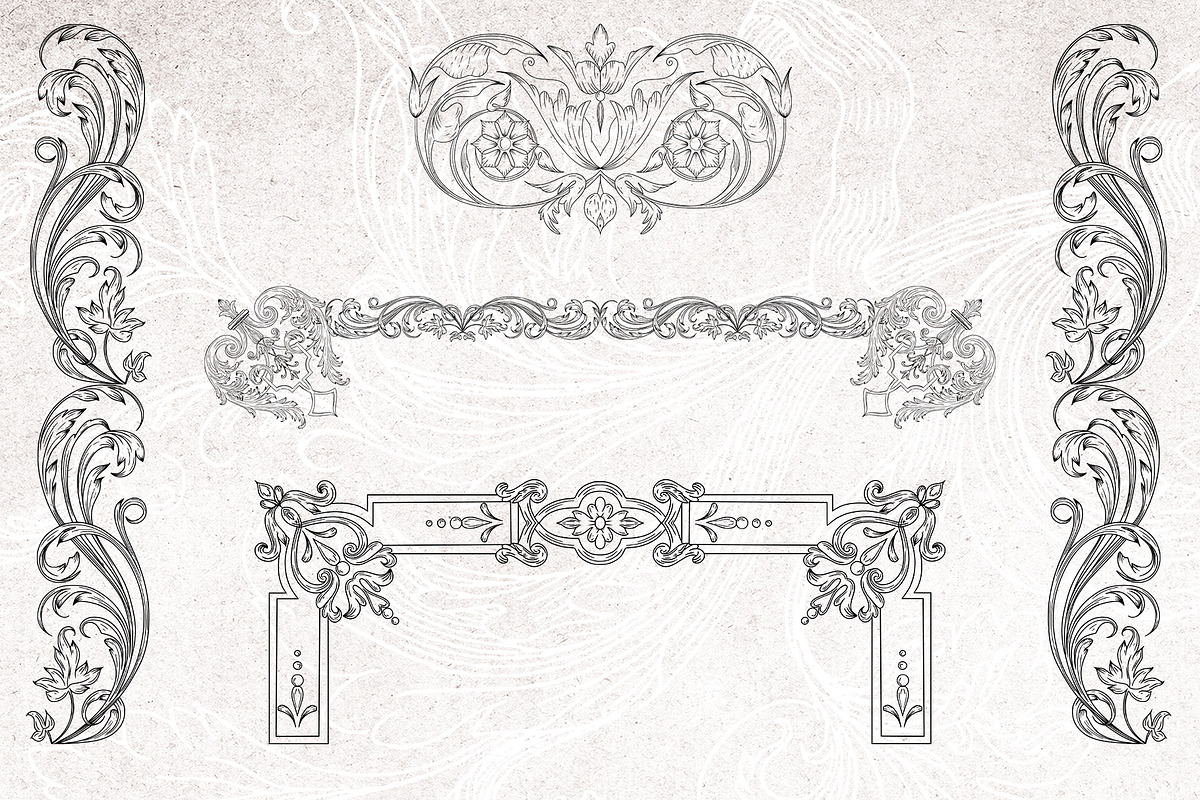 Vintage Baroque Borders & Designs, a Decorative Illustration by AW Studios (Photo 10 of 11)
