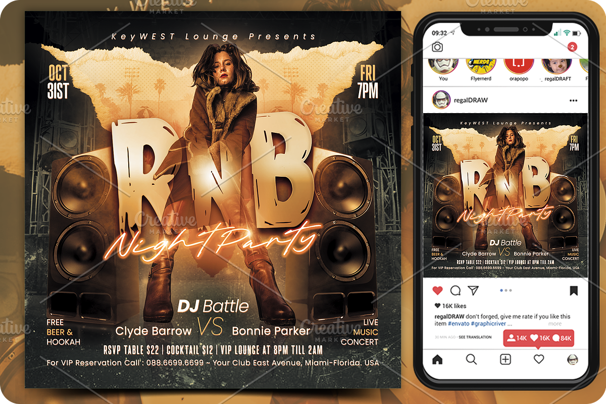 RnB Music Flyer, a Flyer Template by regalDRAW (Photo 1 of 3)