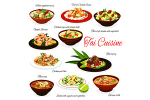 National Thai traditional cuisine, a Food Illustration by Vector Tradition