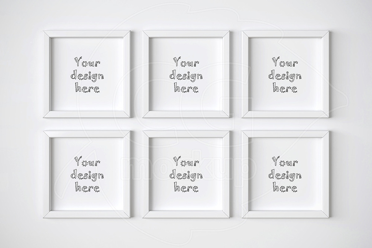 Set of 6 square frame mockups, a Print Template by CGmockup