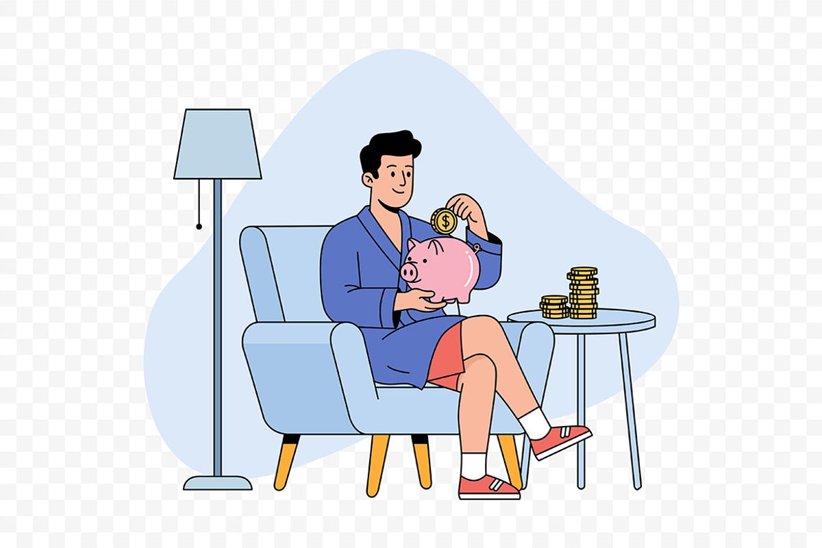 Guy Saving Money Illustration, a Person Illustration by Partikusi Design (Photo 3 of 3)