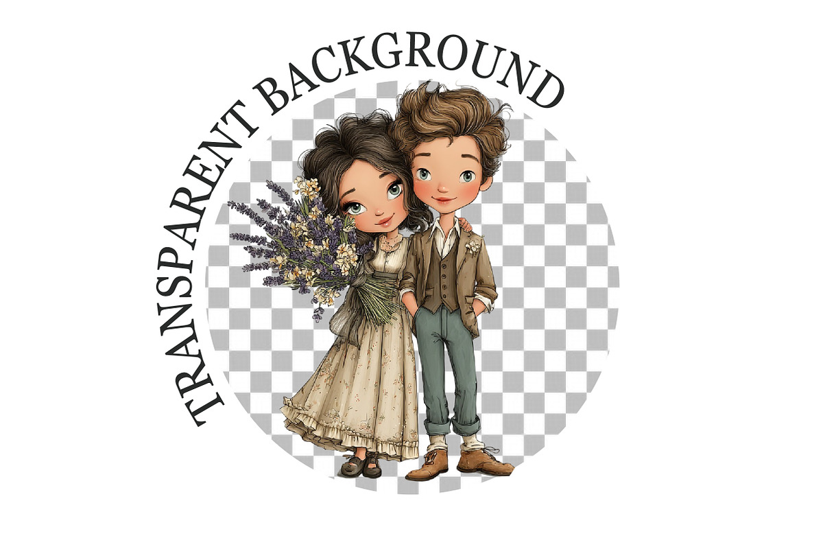 Cute Summer Wedding Couple Clipart, a Seasonal Illustration by Rose Art (Photo 5 of 6)
