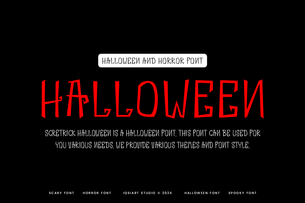 Scretrick Halloween Font, a Sans Serif Font by Iqsiart Studio (Photo 2 of 6)