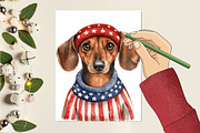 Patriotic Dog 4th of July Clipart, a Seasonal Illustration by CitraGraphics (Thumbnail 5 of 6)
