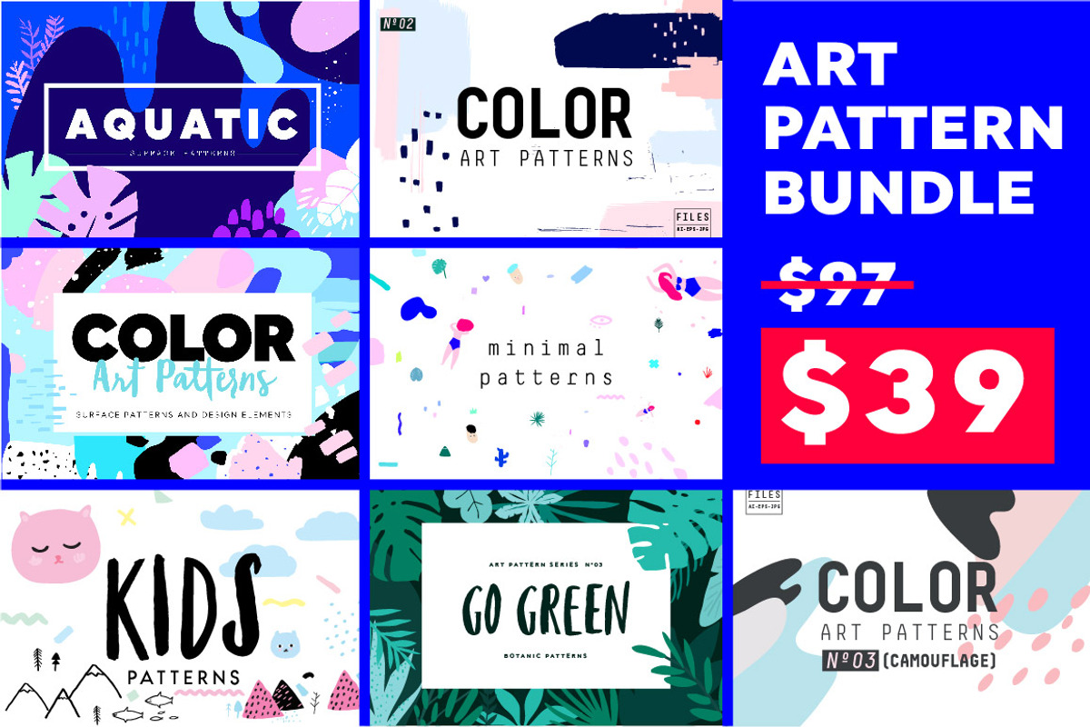 Art Pattern Bundle, a Pattern Graphic by funderful (Photo 1 of 9)