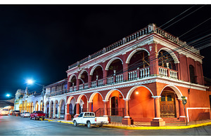Colonial building illuminated at, an Architecture Photo by Leonid Andronov