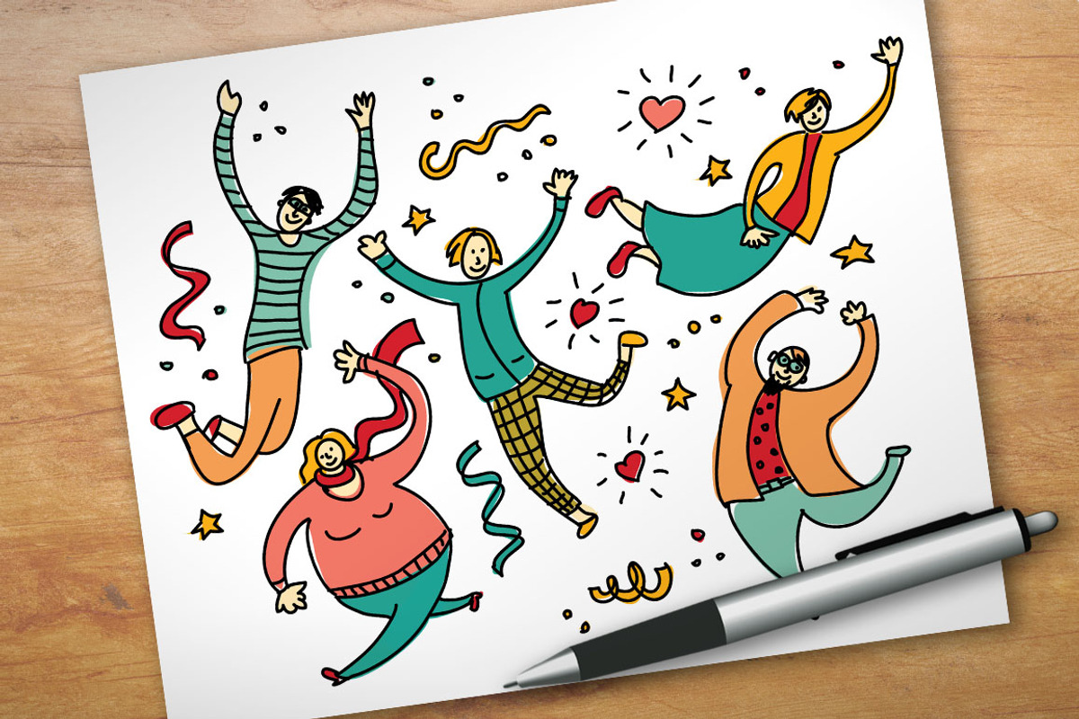 Happy jumping people set, an Object Illustration by Crowhouse (Photo 4 of 5)