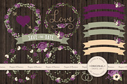 Plum Floral Wedding Vectors, an Illustration by Amanda Ilkov (Thumbnail 2 of 4)