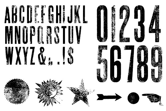 Letterpress Vector Characters preview 2