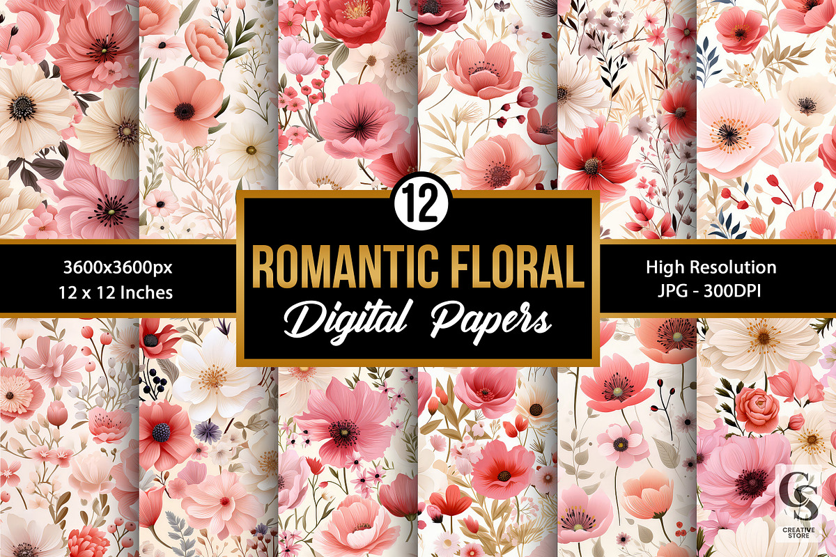 Blush Romantic Wildflower Patterns, a Pattern Graphic by Creative Store (Photo 1 of 4)