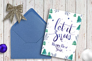Christmas watercolor card, a Card Template by Inna Vinchenko Designs (Thumbnail 1 of 2)