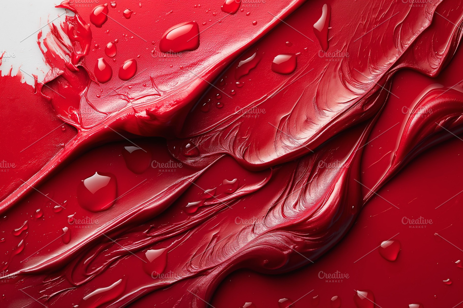 Rich, vibrant red paint swirls elegantly, showcasing glistening droplets and sm, a Background Photo by ImageMir