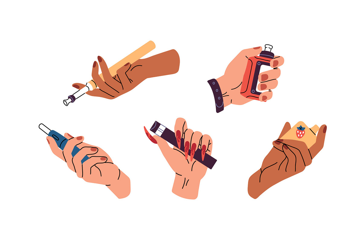 Hands hold cigarettes, smoking set, a Person Illustration by PaperTrident (Photo 3 of 3)