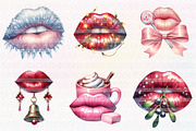 Christmas Lips Clipart Sublimation, an Illustration by CreationArt (Thumbnail 3 of 5)