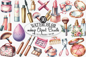 Watercolor Makeup Clipart, an Illustration by Designking