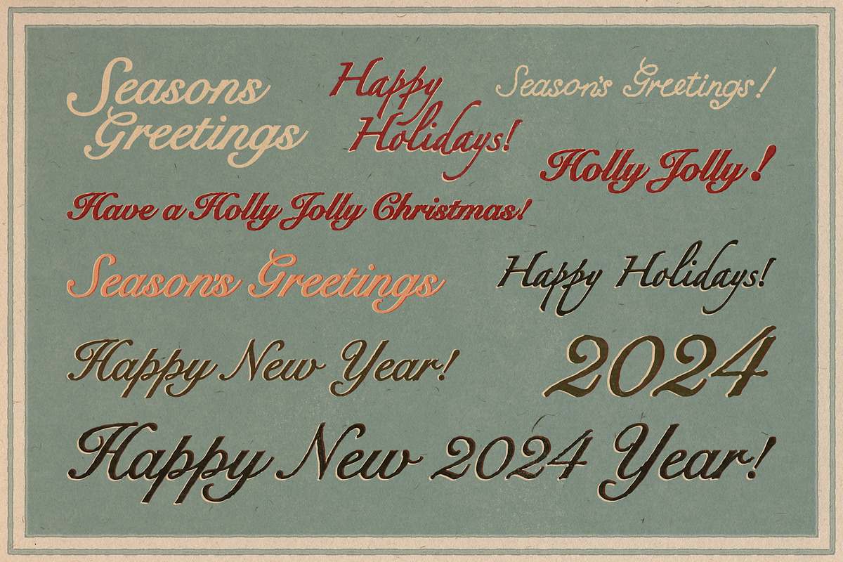 Happy Holidays set: retro edition, a Decorative Illustration by Paper Cherry (Photo 6 of 21)