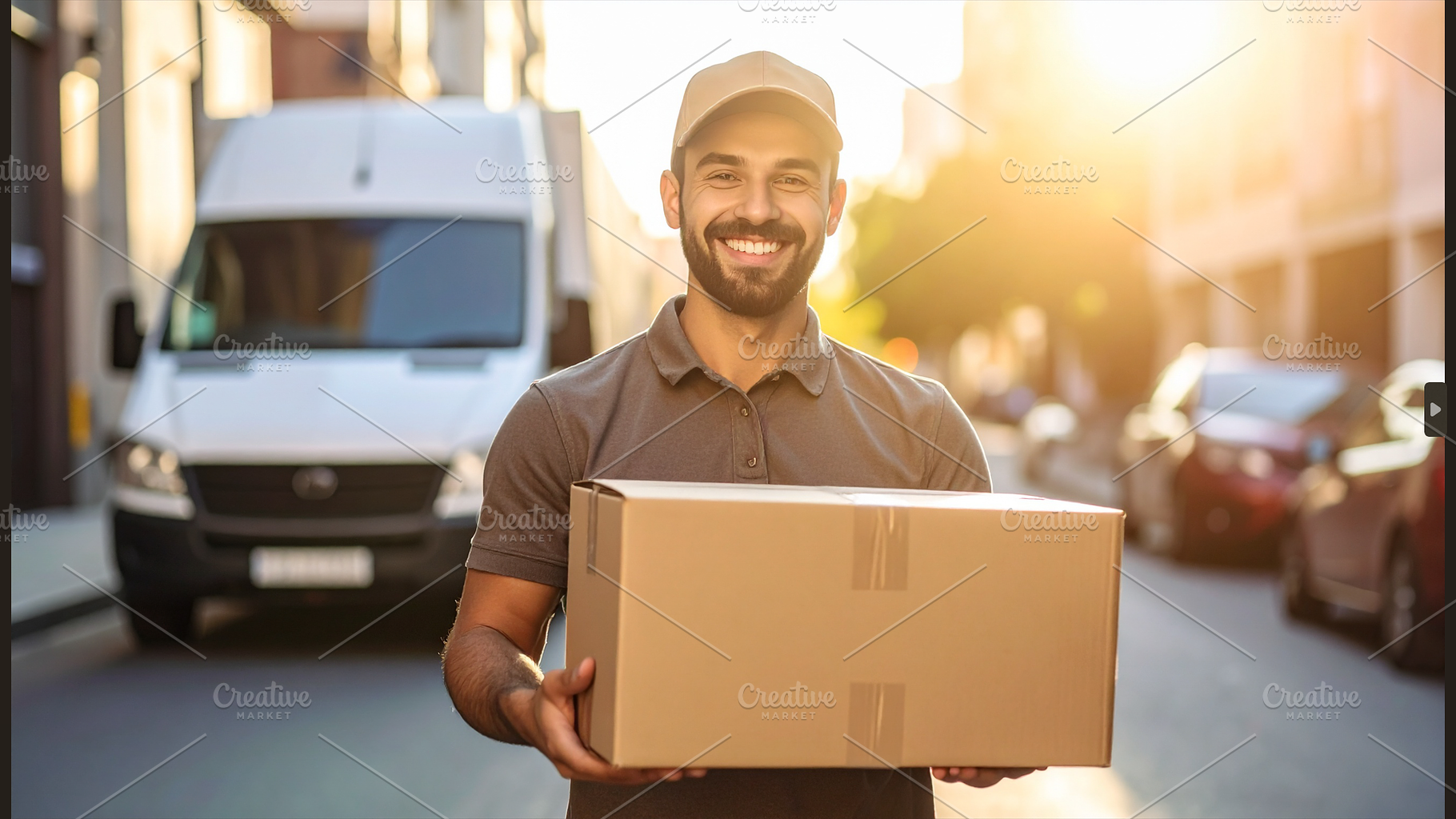 Courier while carrying cardboard box, a Person Photo by Pray Art Design Studio