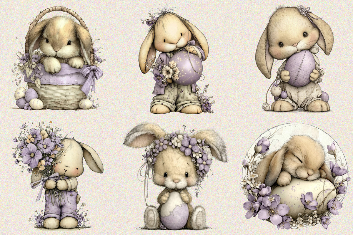 Baby Bunny Easter Clipart Bundle, an Illustration by SVGArt (Photo 8 of 8)