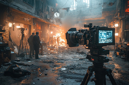 Behind the scenes of a film shoot in, a Photo by Tanuart