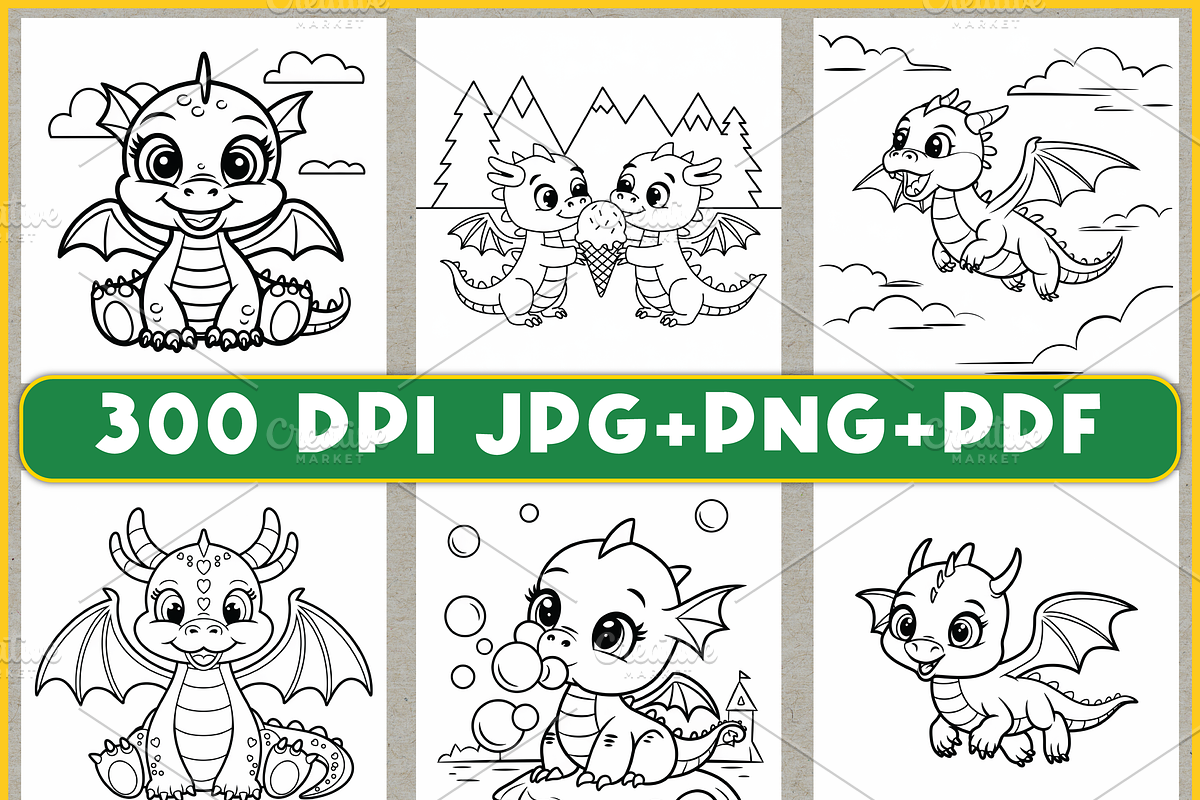 Cute Dragon Coloring Book for Kids, an Animal Illustration by Ink Gallery (Photo 2 of 4)