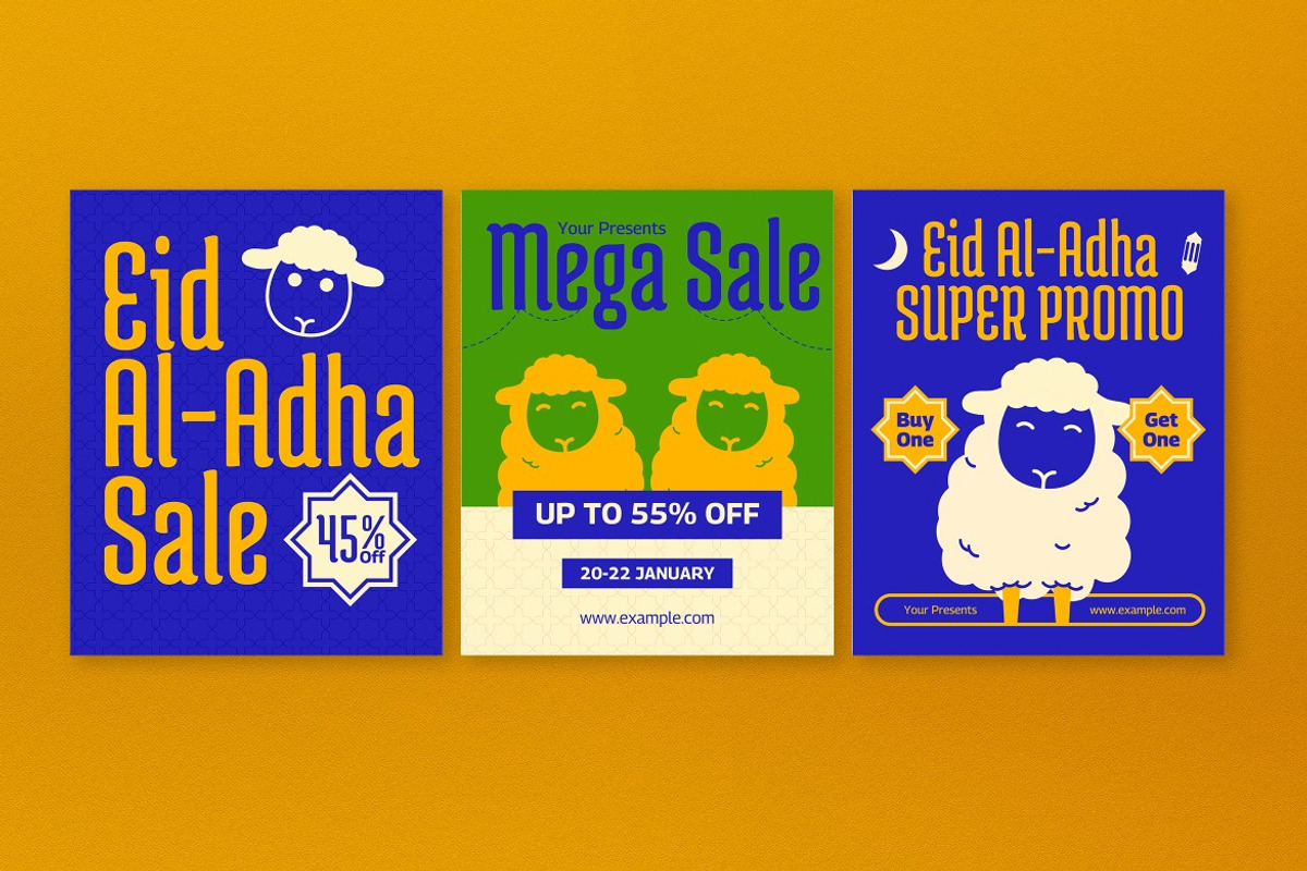 Green Blue Eid Al-Adha Sale Banner, a Social Media Template by graphicook (Photo 4 of 4)
