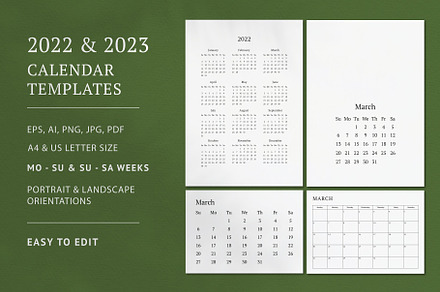 2022 & 2023 Calendar Templates