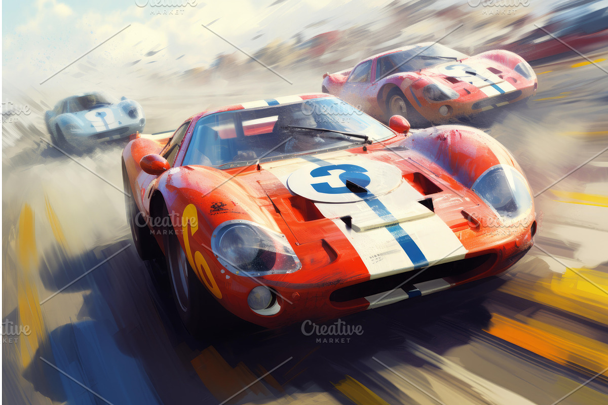Fast Road racing cars. Generate Ai, a Transportation Illustration by Ylivdesign