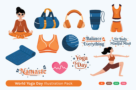World Yoga Day Illustration Pack