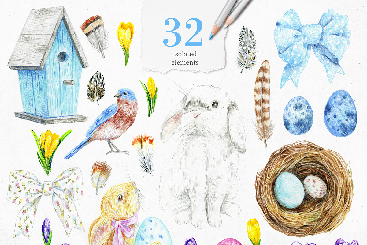 Easter set. 37 drawings in PNG, a Decorative Illustration by Art by Lady Natali (Photo 2 of 4)