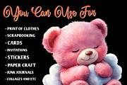 Pink Teddy Bear Clipart, Sweet Dream, an Illustration by CreationArt (Thumbnail 3 of 9)