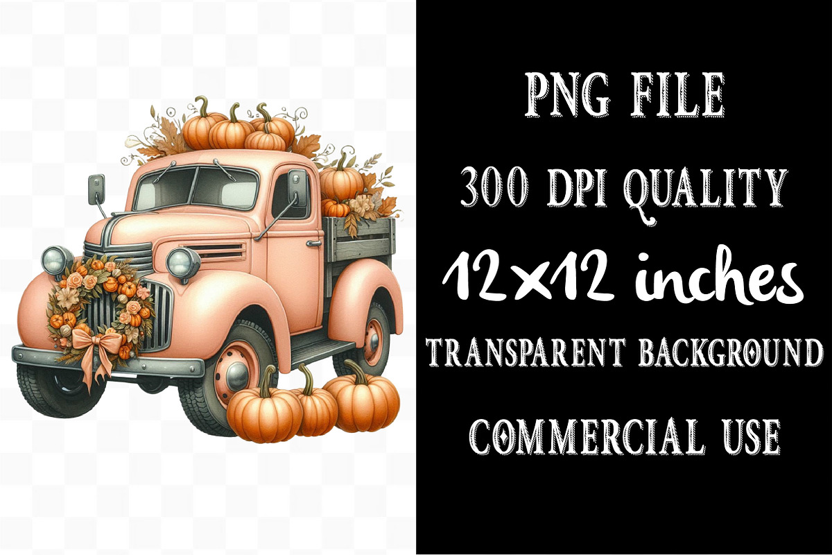 Fall Vintage Truck & Pumpkins, an Illustration by Designking (Photo 4 of 4)
