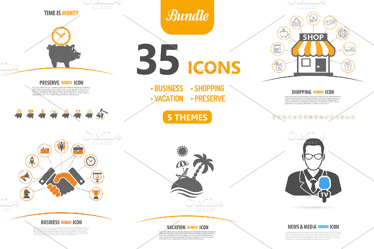 35 Icons in 5 Themes, a Solid Icon by TAlex (Photo 1 of 7)