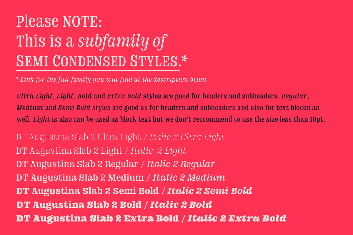 DT Augustina Slab 2 Subfamily, a Slab Serif Font by Deveze Type Foundry (Photo 2 of 30)