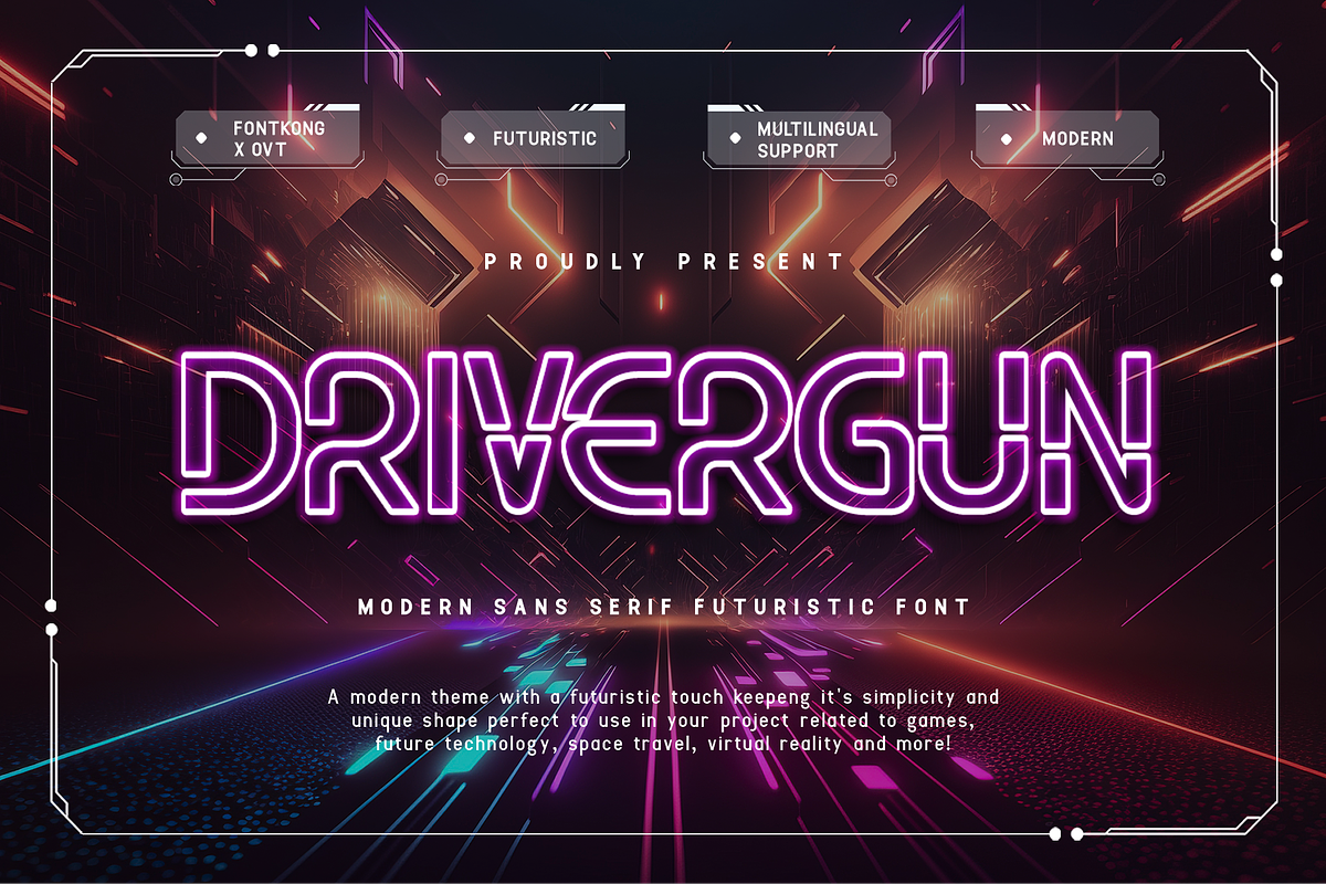 Drivergun - Modern Sans Serif Futuri, a Sans Serif Font by overlaytemplates (Photo 1 of 5)