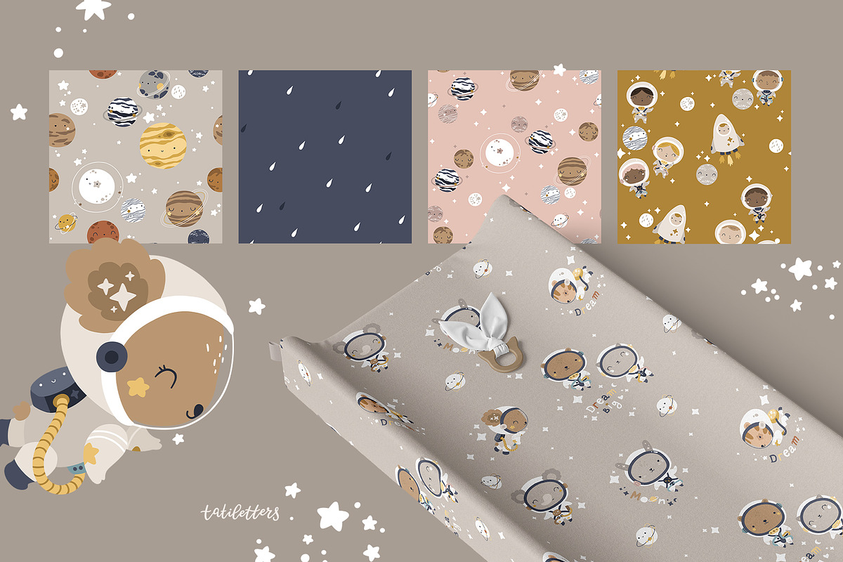 Space time Kids patterns, a Pattern Graphic by tatiletters (Photo 10 of 14)