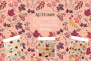 Seamless Autumn Leaves Pattern Set