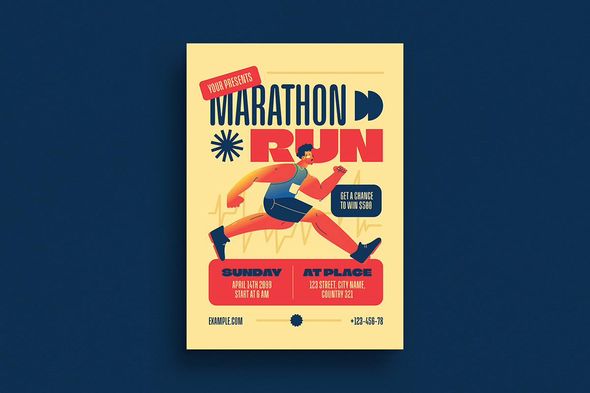 Modern Marathon Run Tournament Flyer, a Flyer Template by VectorVactory (Photo 1 of 3)