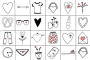 50 doodle heart set collection, an Object Graphic by Sasha Mitkalova (Thumbnail 2 of 2)