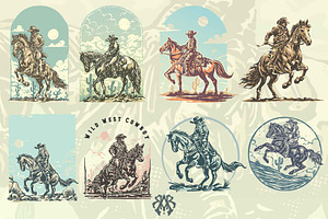 Cowboy on a horseback on a wild west