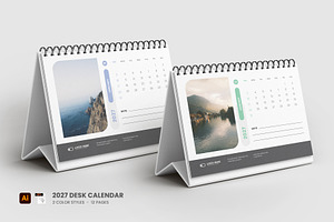 2027 Desk calendar template design