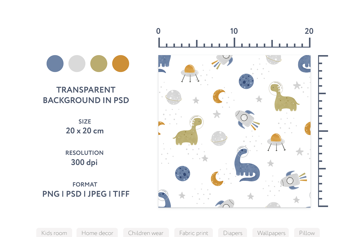 Dino in space - patterns collection, a Pattern Graphic by vatrushkaprint_store (Photo 2 of 4)
