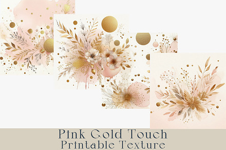 Pink Gold Watercolor Digital Paper