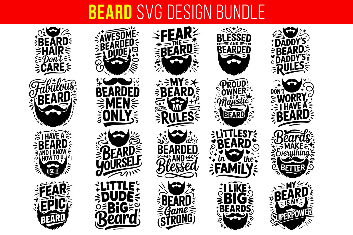 20 Beard SVG Design Bundle, an Object Graphic by himelgfx (Photo 1 of 3)