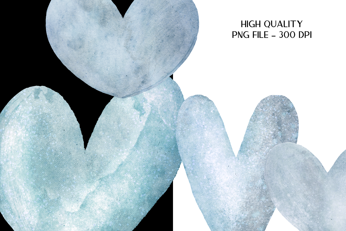 Blue Watercolor Hearts Clipart, a Graphic by Murphy & Frank (Photo 4 of 7)