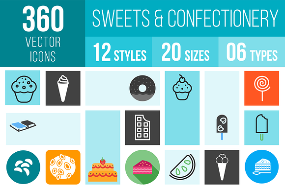 360 Sweets Confectionery Icons