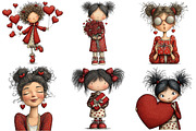 Quirky Valentine Girl Clipart, an Illustration by Craft Nest (Thumbnail 8 of 10)