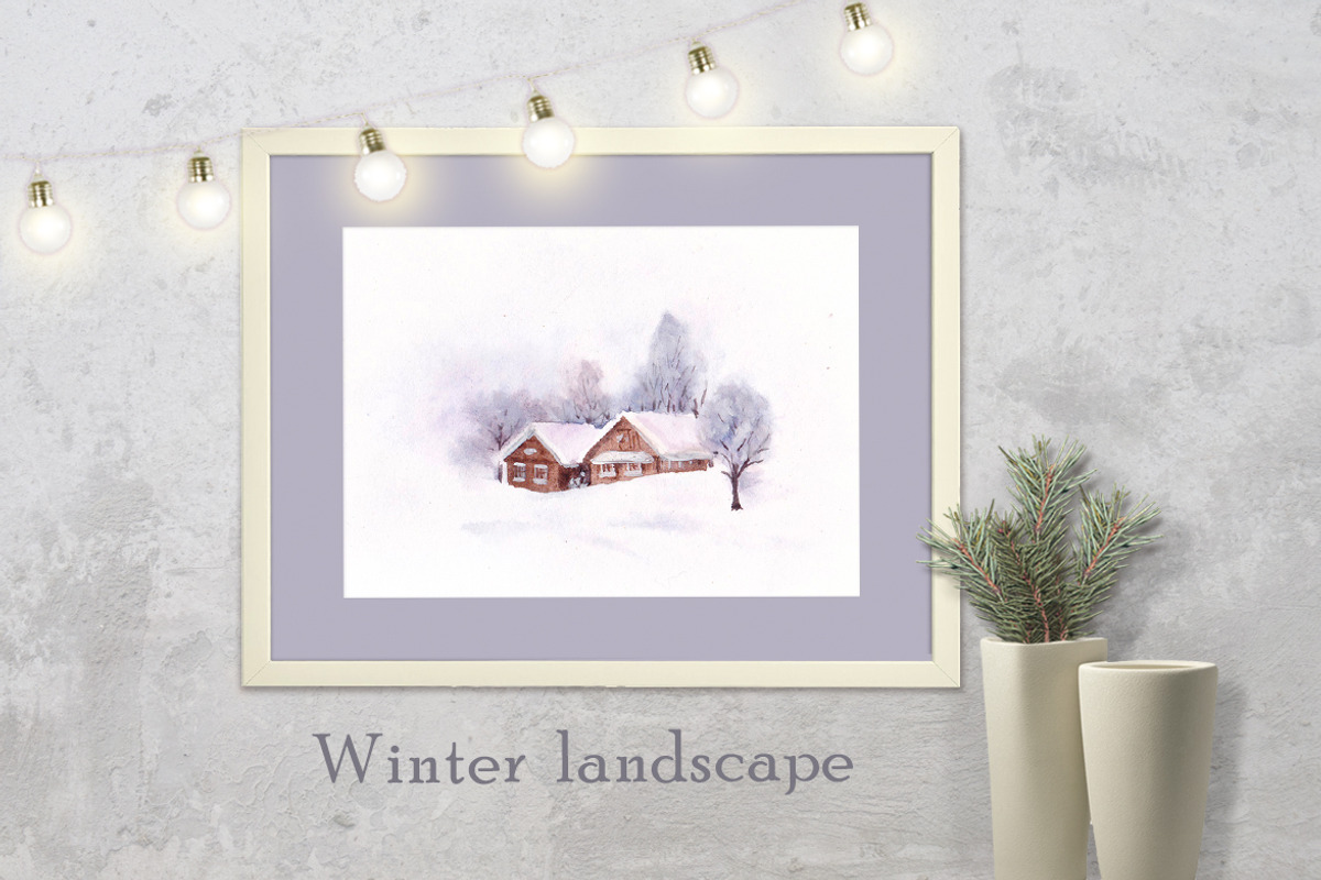 Winter landscape. Watercolor, an Illustration by oKOLOstyle (Photo 4 of 4)